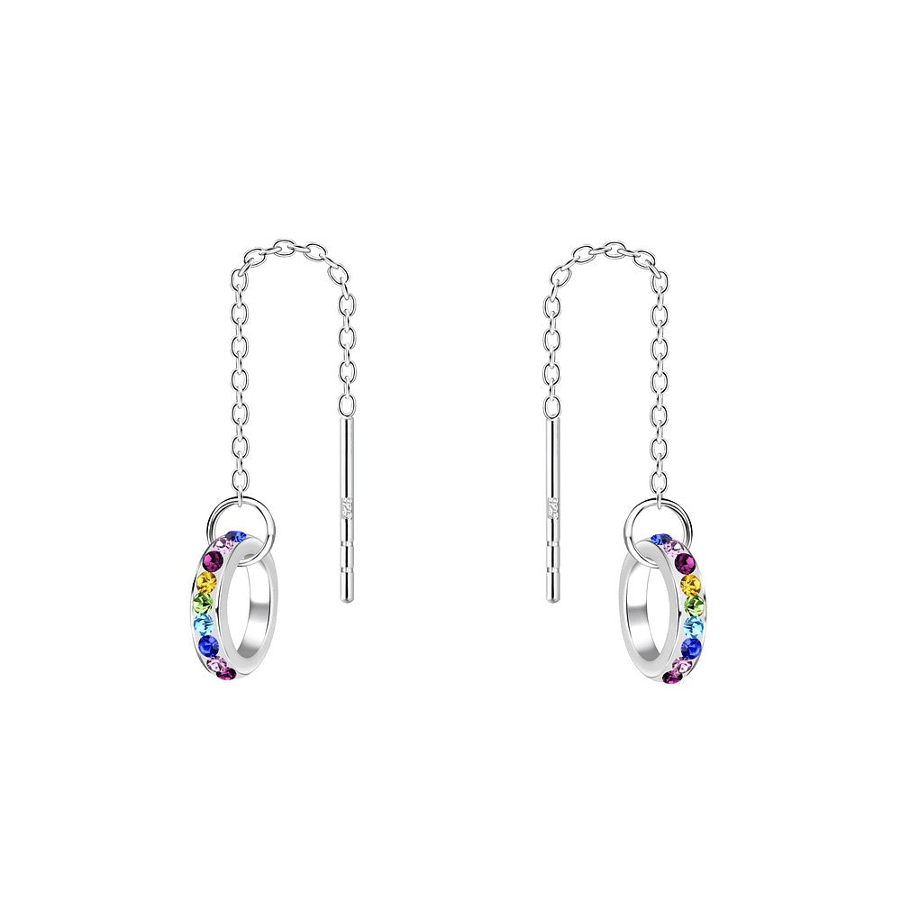Sterling Silver Thread Through Crystal Earrings