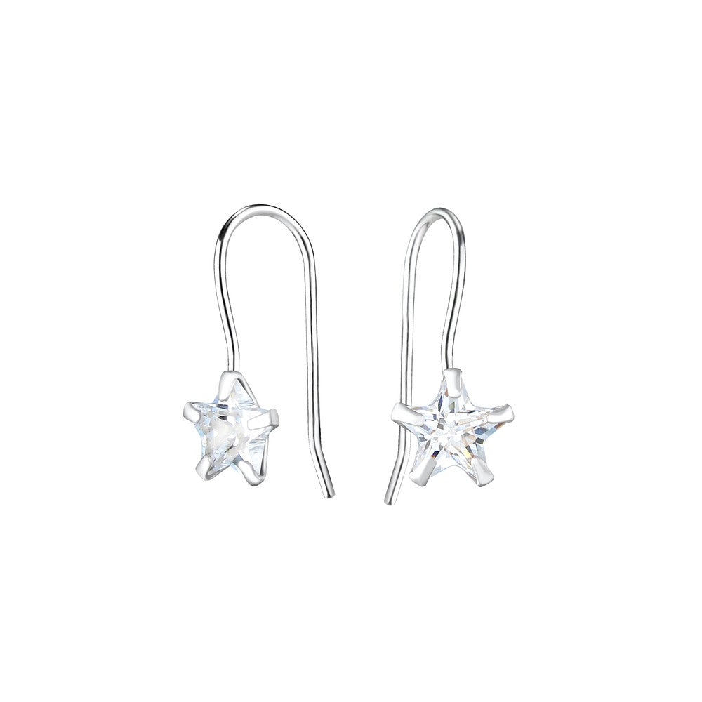 6mm Star Cubic Zirconia Sterling Silver Earrings