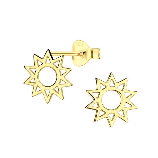 Sterling Silver Sun Ear Studs