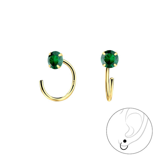 4mm Round Cubic Zirconia Sterling Silver Ear Huggers