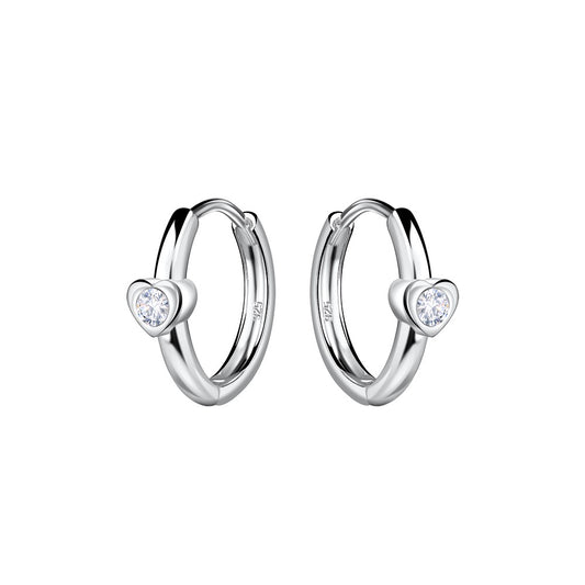 11mm Sterling Silver Heart Huggie Earrings